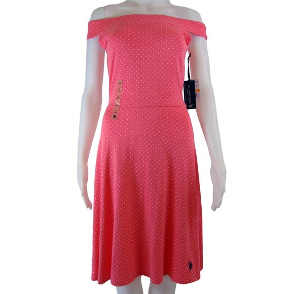 U.S. Polo Assn Pink Polka Dot Dress Size S (NEW) - Picture 1 of 4